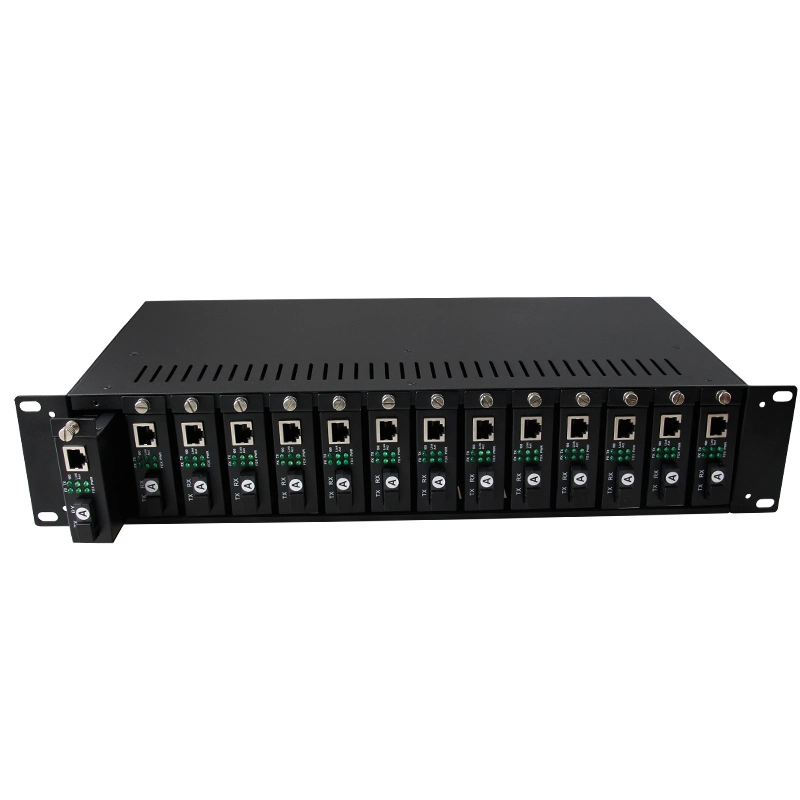 14 Steckplätze Media Converter Chassis Rack-Montierbares Dual-Netzteil