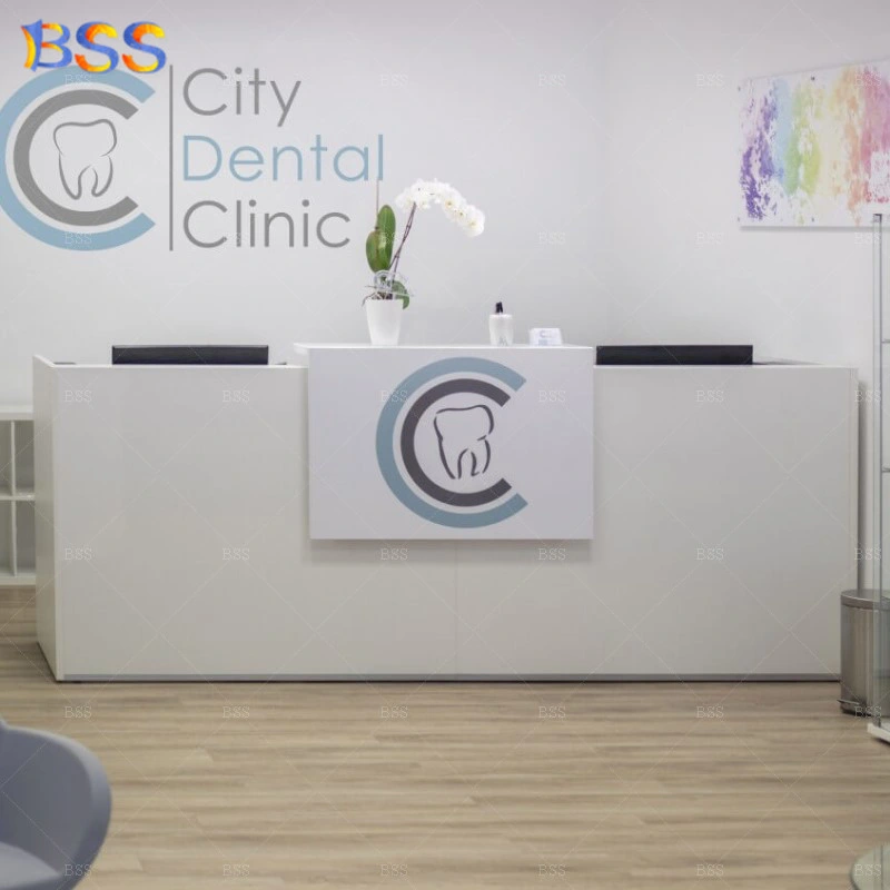 Fashion Dental Clinic Furniture Front Counter 2 Seats Custom Logo Marble Stone Front Counter for Dental Clinic