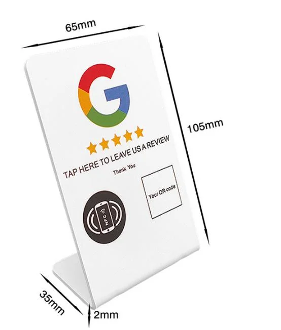 Google Review Card NFC Ntag 213 Ntag 215 Plastic Stand for Ins/Facebook/Yelp/Tripadvisor Restaurant