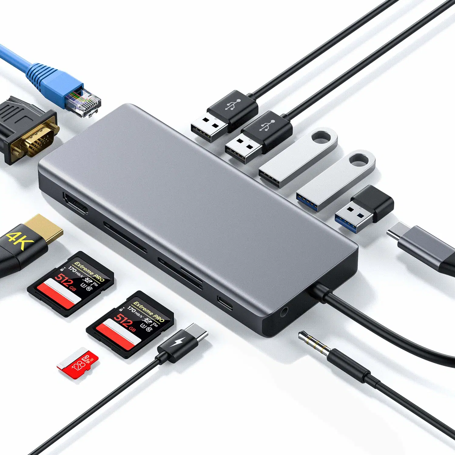 13 in 1 USB C Hub, Multi Function Hub