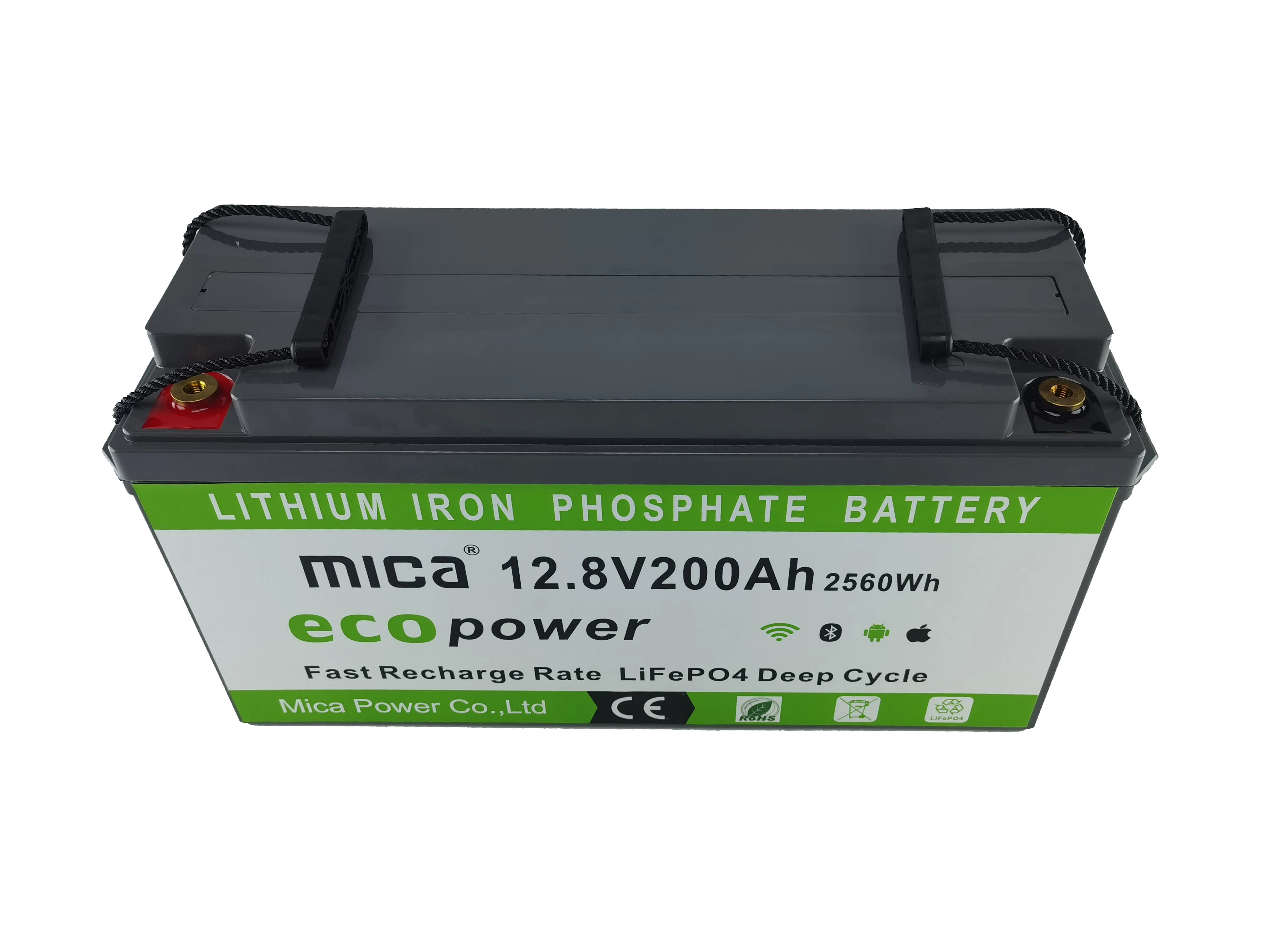 Lithium-Phosphat-LiFePO4-Batterie ab Werk 12V 12,8V 24V 36V 200Ah/100Ah/300ah 12V für Solarenergiespeicher/Marine/Wohnmobil/Boot/Bluetooth APP mit UN38,3/UL