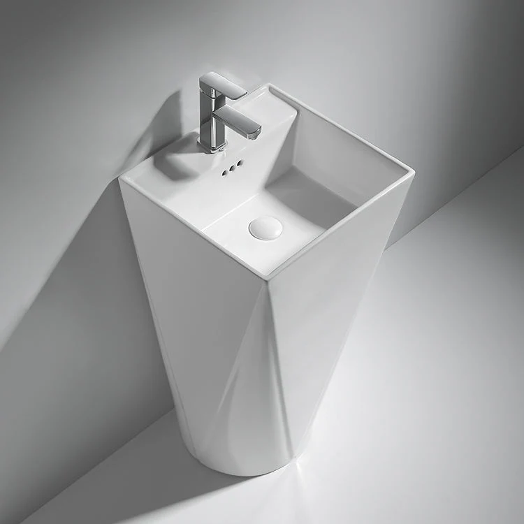 Floor Free-Standing White Glazed Bathroom Pedestal Washing Basin