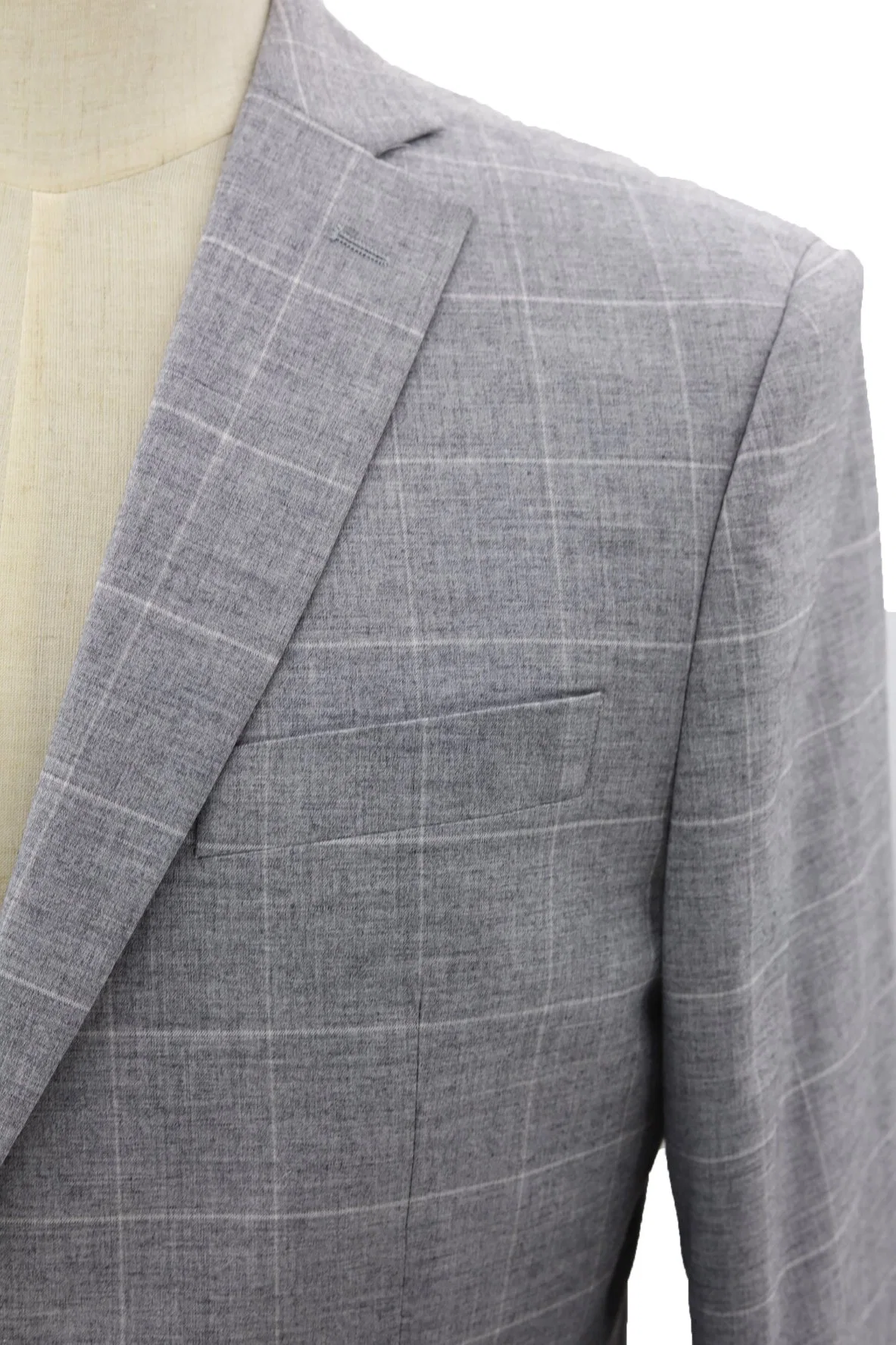 OEM 2 Pieces Grey Slim Fit Plaid Suit Men's Bussiness Suit