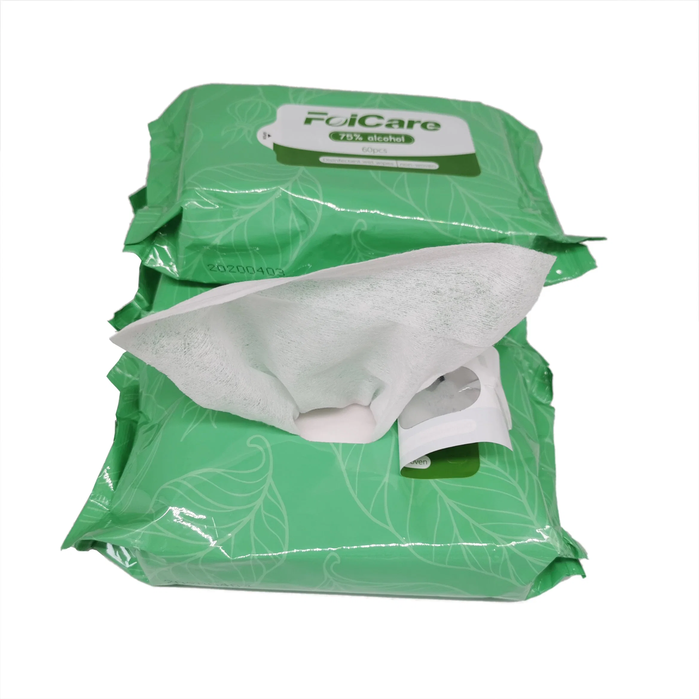 Spunlace Nonwoven 60 PCS Pack 75% de alcohol desinfectante de manos las toallitas húmedas