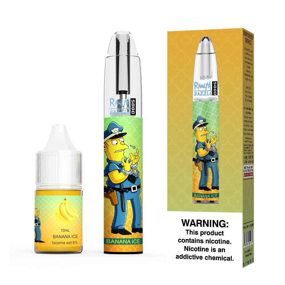 R&amp;M Dazzle 5000 пуфы 5% никотина соль 10 мл E-Liquid 5000 манжеты на устройство 6-цветная батарея RGB Light Катушка Mesh