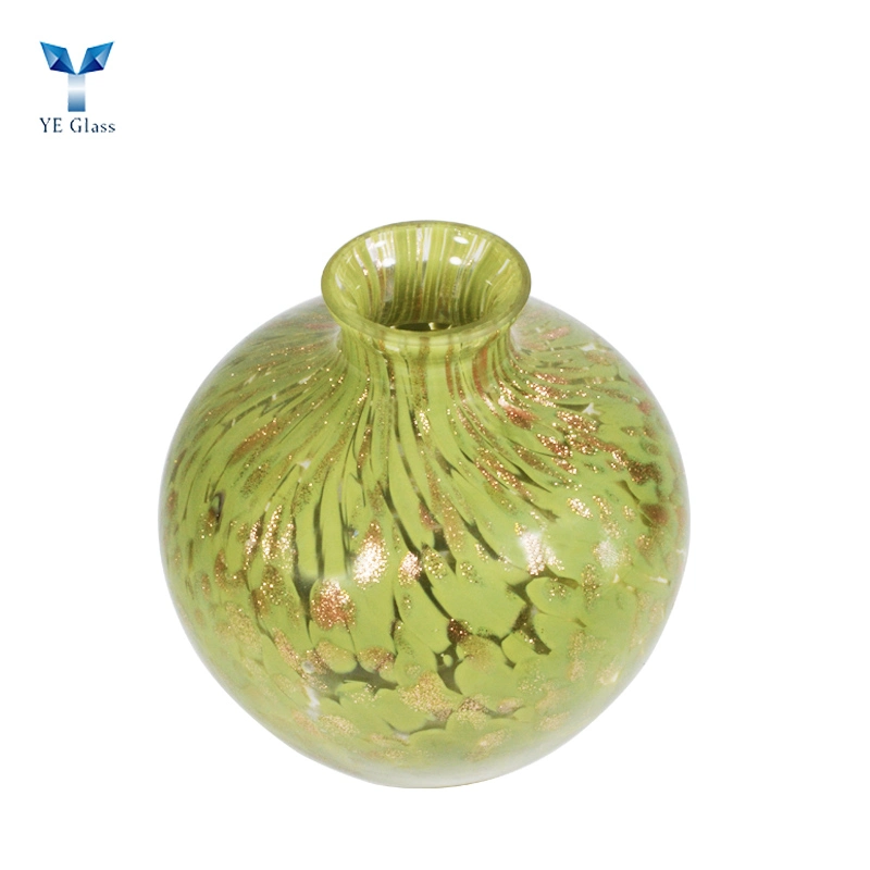 Blown Glass Flower Vase Morden Art Green Glass Vases for Home Decor