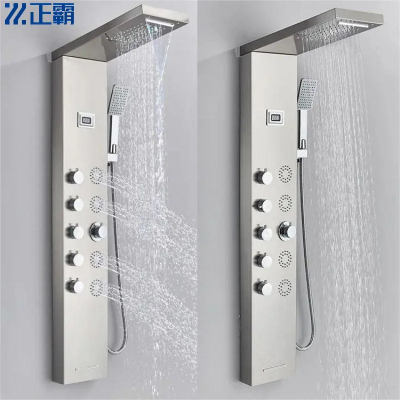 8029 del panel de ducha LED Electroplated 304 Acero Inoxidable Baño Ducha Columna