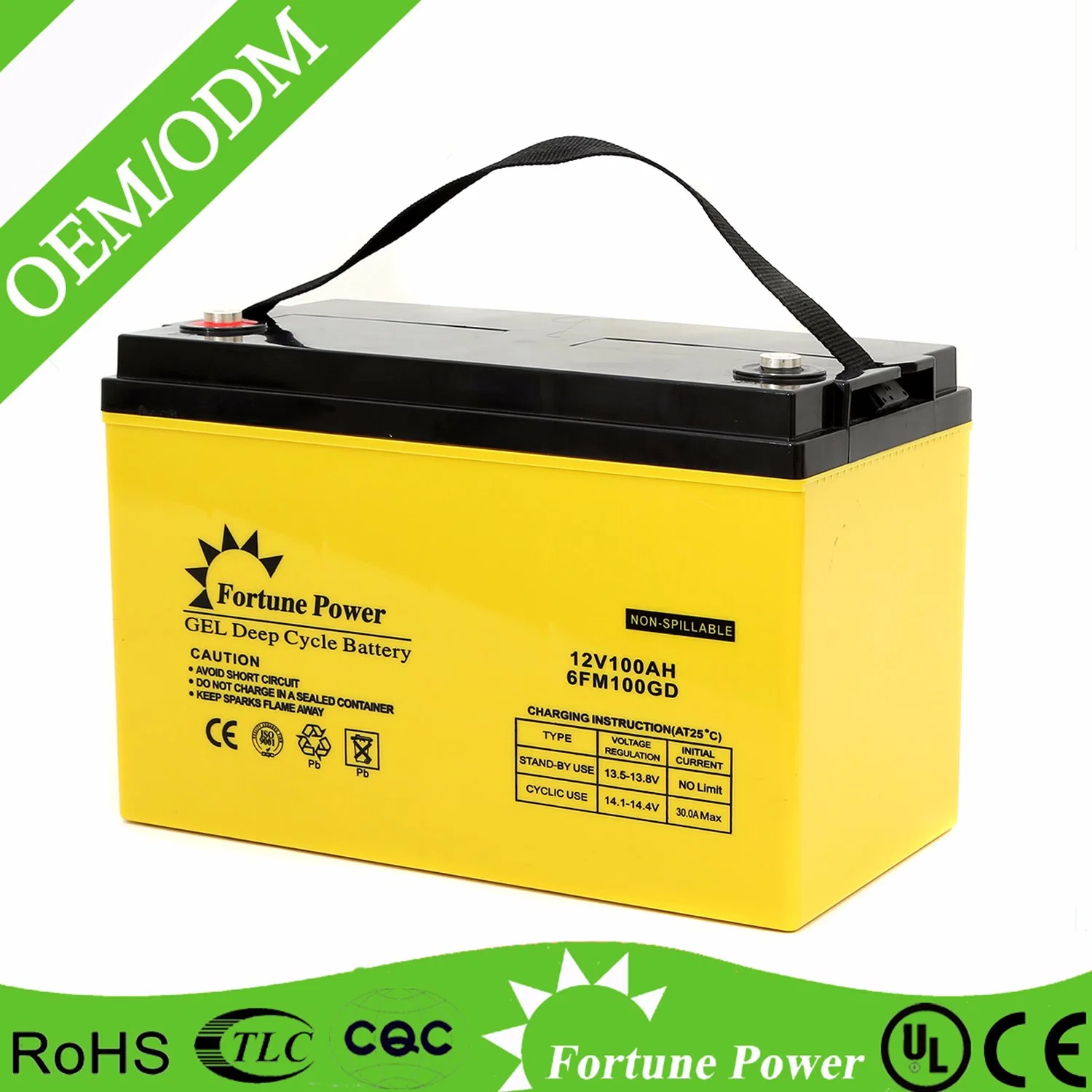 12V 100Ah recargable Gel/AGM de ciclo profundo de alta eficiencia de almacenamiento de energía solar de batería de plomo ácido