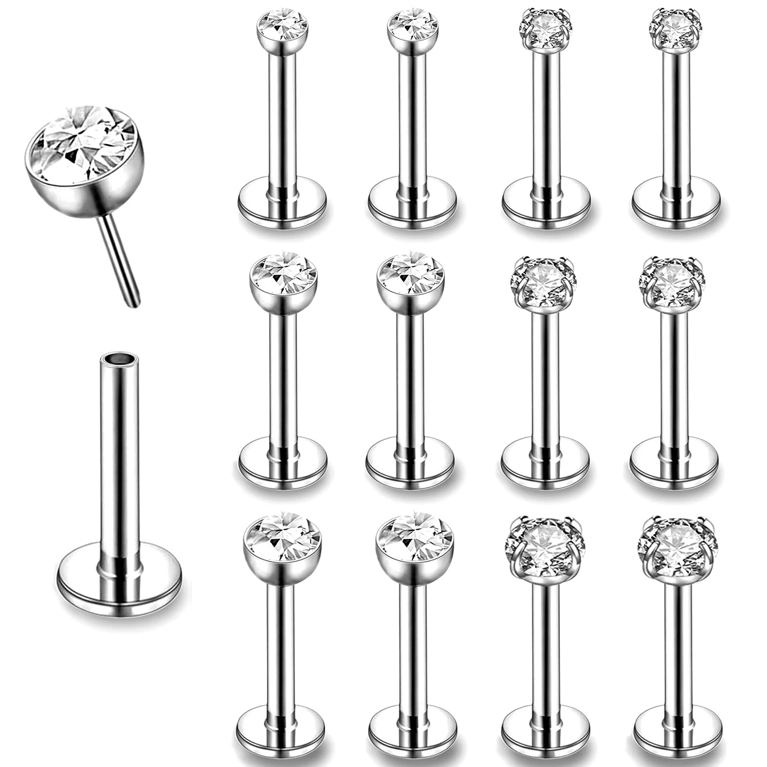 Mode Klassische Körper Schmuck 316L Chirurgenstahl Labret Push Pin Zubehör Fit to Threadless Push Fit Base Bar für Lip Ohrnase Piercing Schmuck