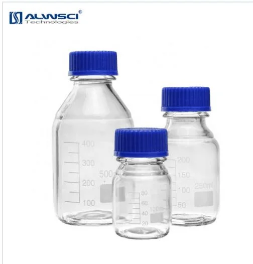 500ml Gl45 Clear Glass Reagent Bottle with Closed Screw Cap.