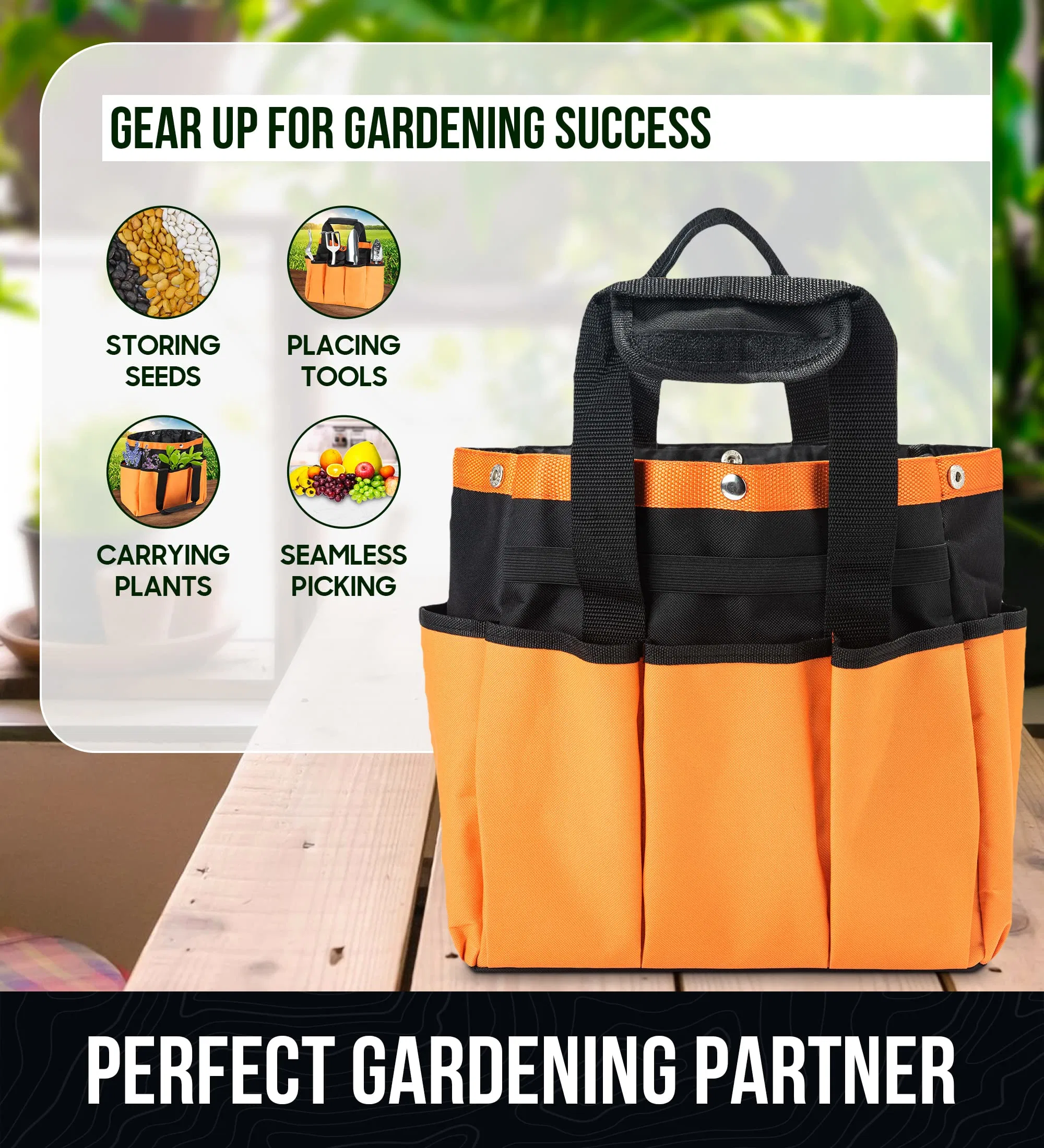 Hot Sale 8 Pockets Gardening Tote Indoor and Outdoor Gardening Tool