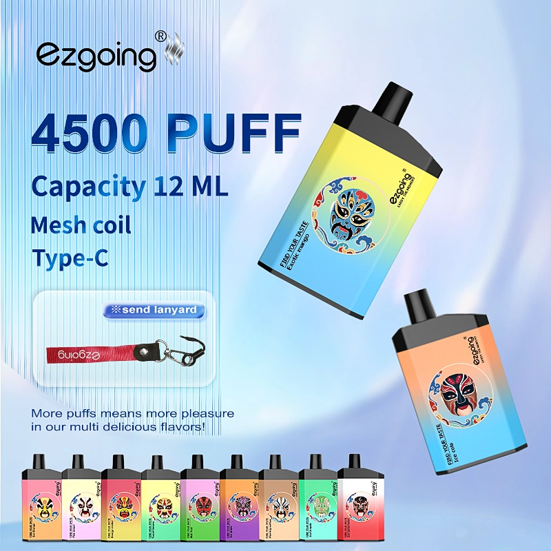 Fábrica de Shenzhen Ezgoing 4500 puffs sabor de fruta Atacado Vape descartável Atomizador recarregável e-CIG