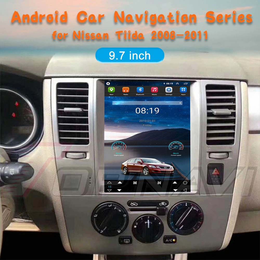 Ecrã táctil completo de 9.7 polegadas para Android Car Audio para a Nissan Tiida C11 modelos automáticos 2008 - 2011 Navegador GPS para automóveis