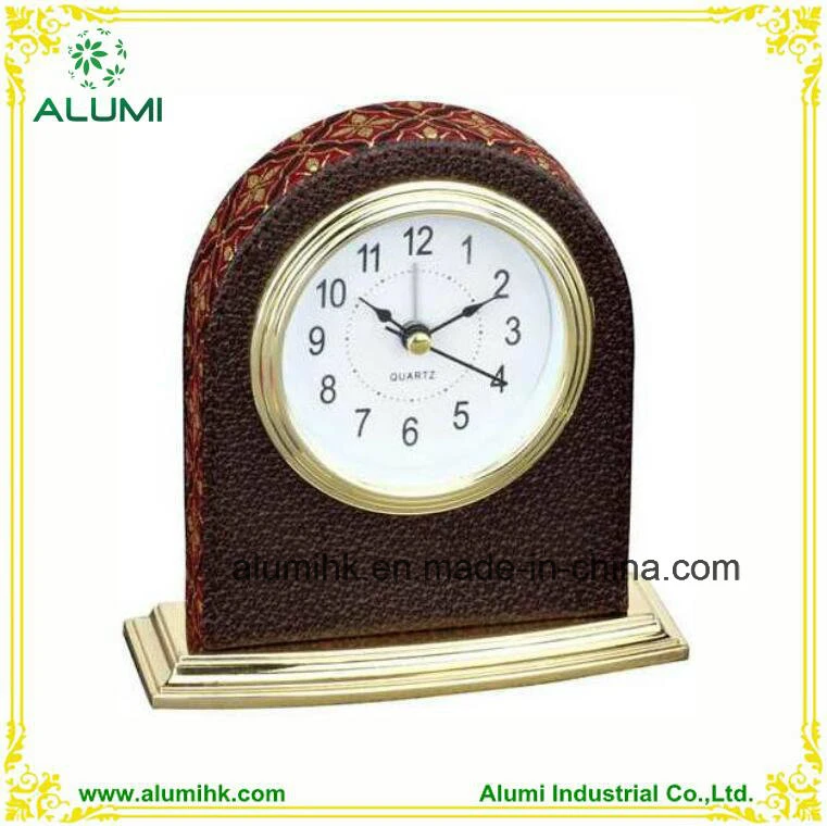 Elegant Leather Table Alarm Clock for Hotel Guest Room
