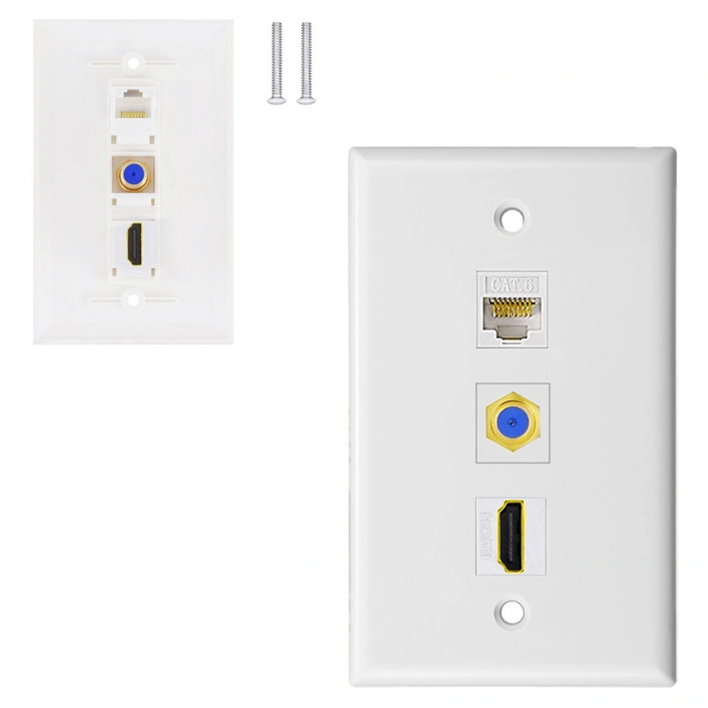 ExactCables Modern multi-media wall socket outlet with cat5e&cat6, RCA