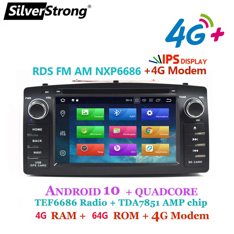 Silverstrong 4GB 64GB Android 10 coche reproductor de DVD para Toyota Corolla E120 Byd F3 2 DIN estéreo Multimedia de coche Auto GPS de navegación de Radio 8 Core