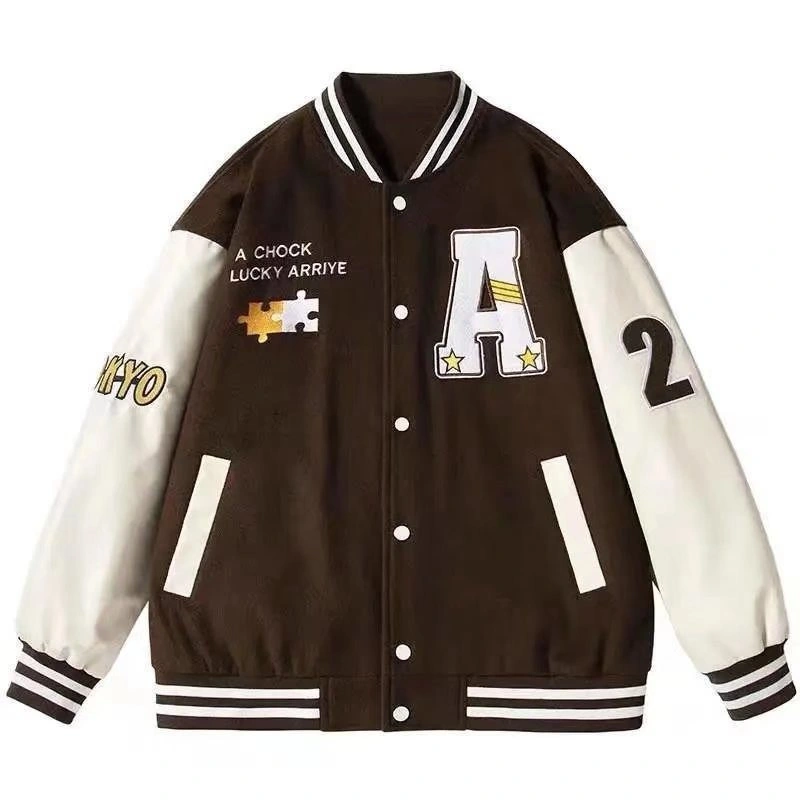 Vigour Custom Chenille Embroidery Long Sleeve Baseball Letterman Varsity Jacket for Men