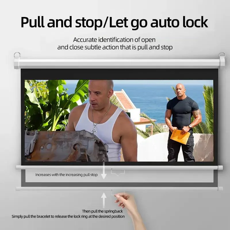 Manual Wall Self Lock Projection / Projector Screen, Pull Down Screen