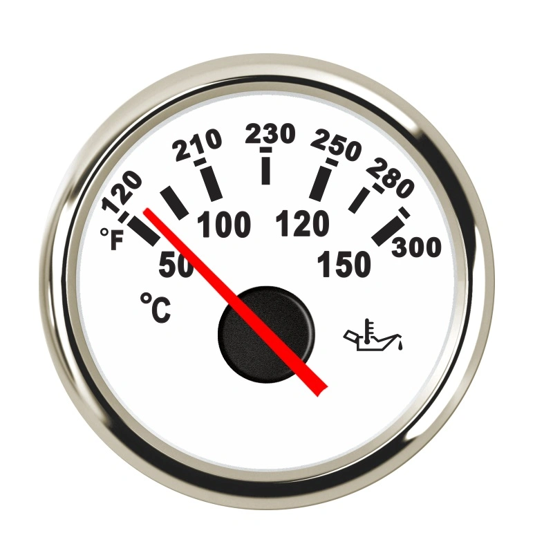 White & Chrome 2" Electronic Water/Oil Temperature Gauge