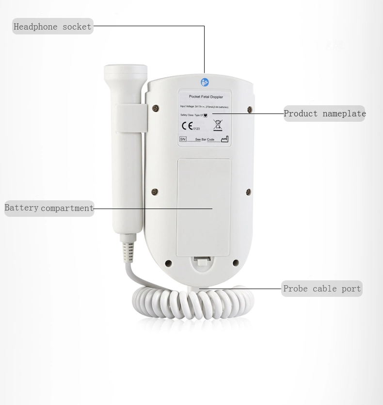 Fabricación de gracia médico Precio Doppler Fetal Normal Recargable embarazada Baby Monitor de pulso