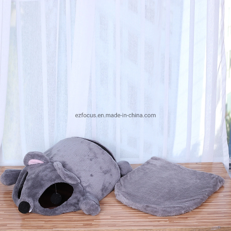 Indoor Cats Bed Mouse Shape Tunnel Cave, Winter Warm Pet Cat House Pet Nest Cat Tunnel Bed Wbb12787