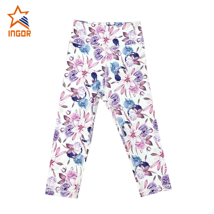 Ingorsports Activewear 7/8 Length Legging Sublimation Floral Pattern Print (changeable) Kids / Children Swimwear Sports Wear