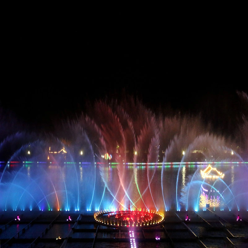 Colorful Lights Water Curtain Movies Fountain with Projector of 2D 3D Animation Fan Shape Water Fountain