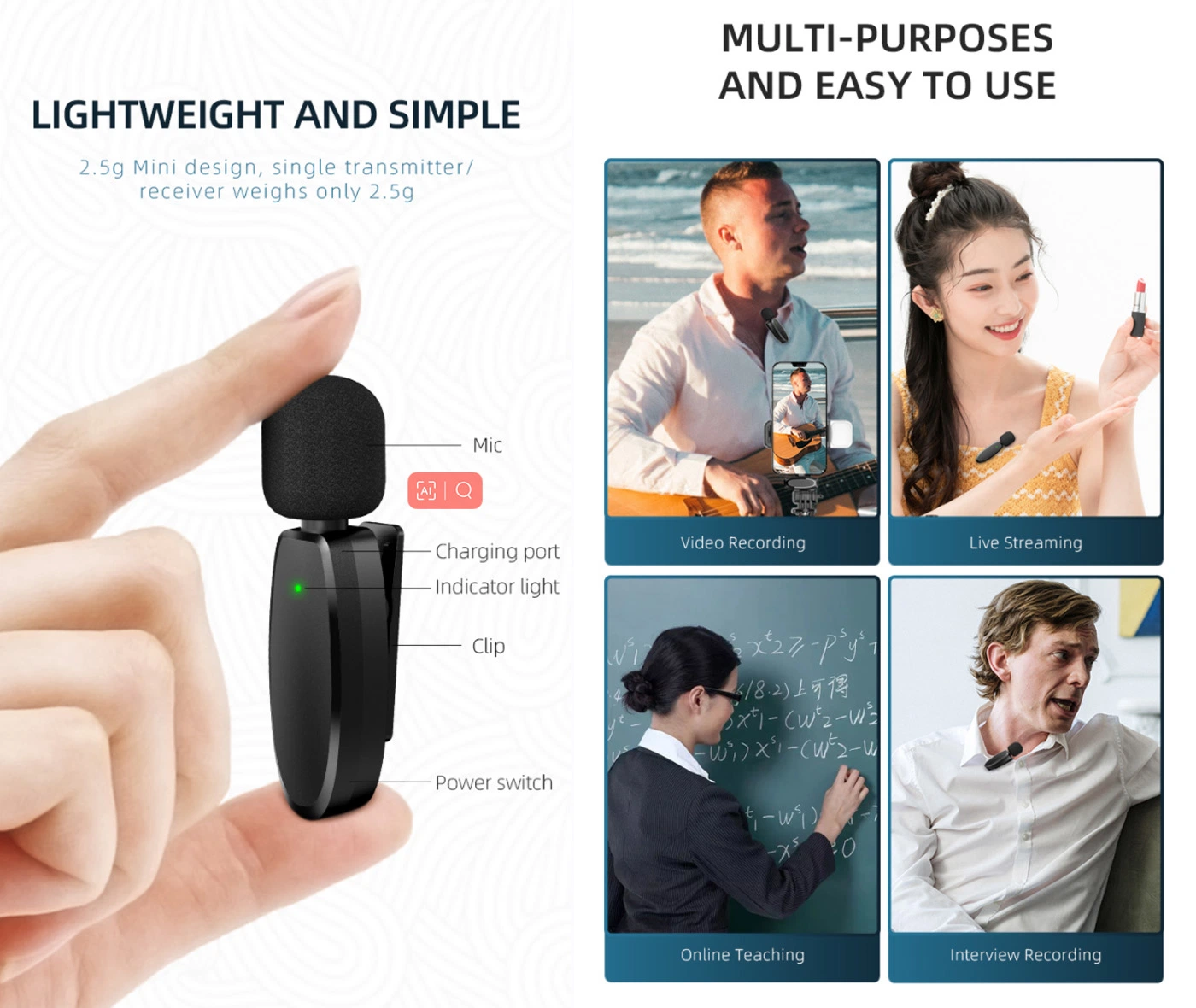 Professional Wireless Lavalier Lapel Microphone