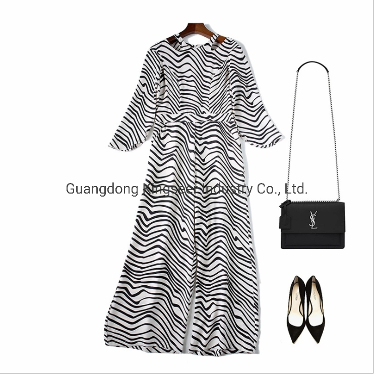 Fashion Ladies Office Dresses Jumpsuit Lady Zebra-Stripe Printing Polyester Women Dress Clothing