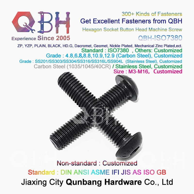 Qbh Metric ISO 7380 Button Head Hexagon Socket Cap Screw 8.8 10.9 Steel