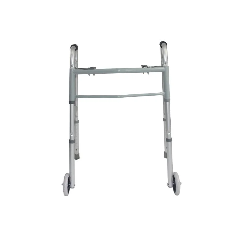 Aluminum Mobility Walking Aids Two-Button Folding Wheeled Walker