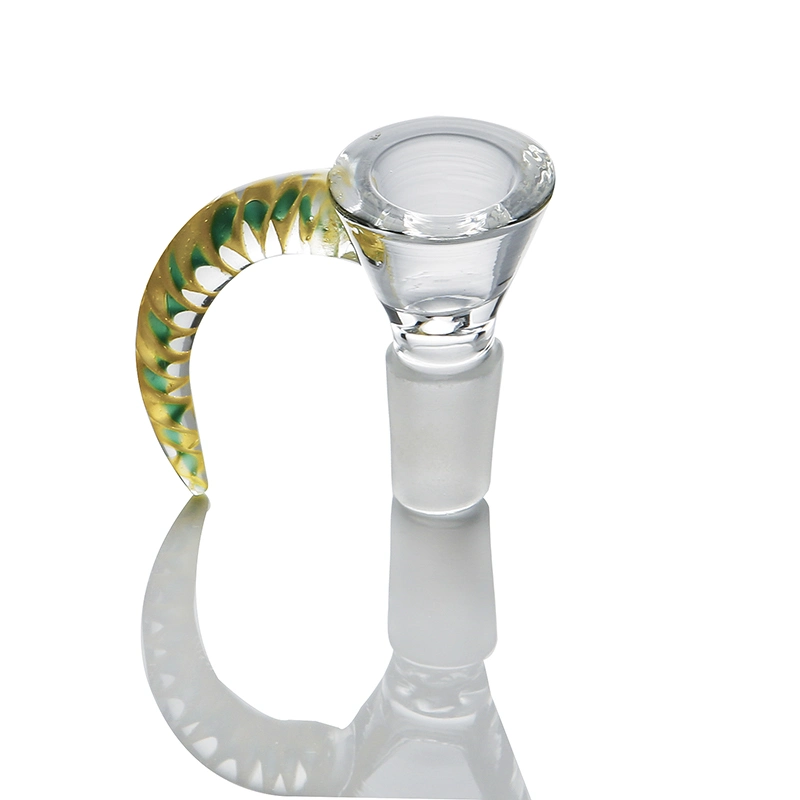 Glass Smoking Accessories Sheep Horn Screw Thread Transparent Glass Bowl Pot