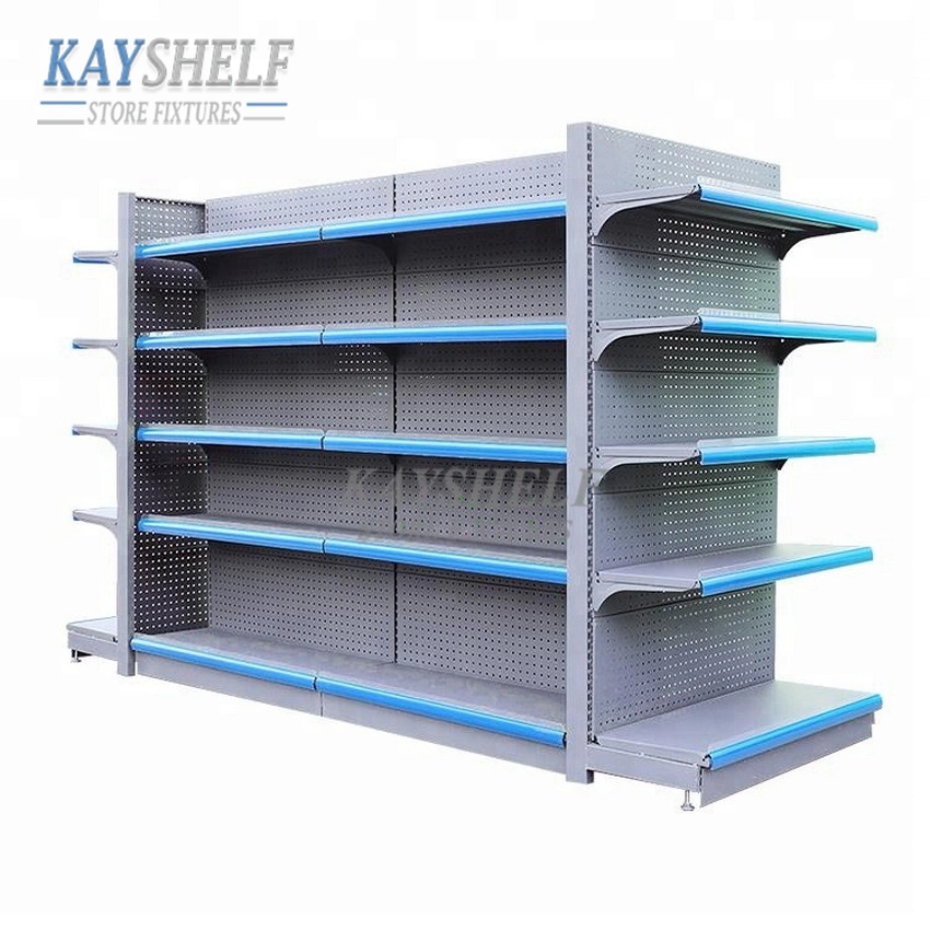 Grocery Store Fixtures Double Sided Retail Display Metal Island Shelving Supermarket Gondola Shelf