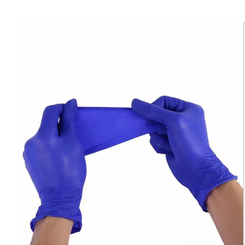 Disposable Purple Blue Antistatic Nitrile Protective Cotton Gloves