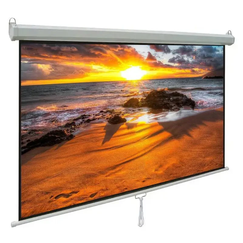 Wall Mount Manual Projector Screen Pull Down Projection Screen