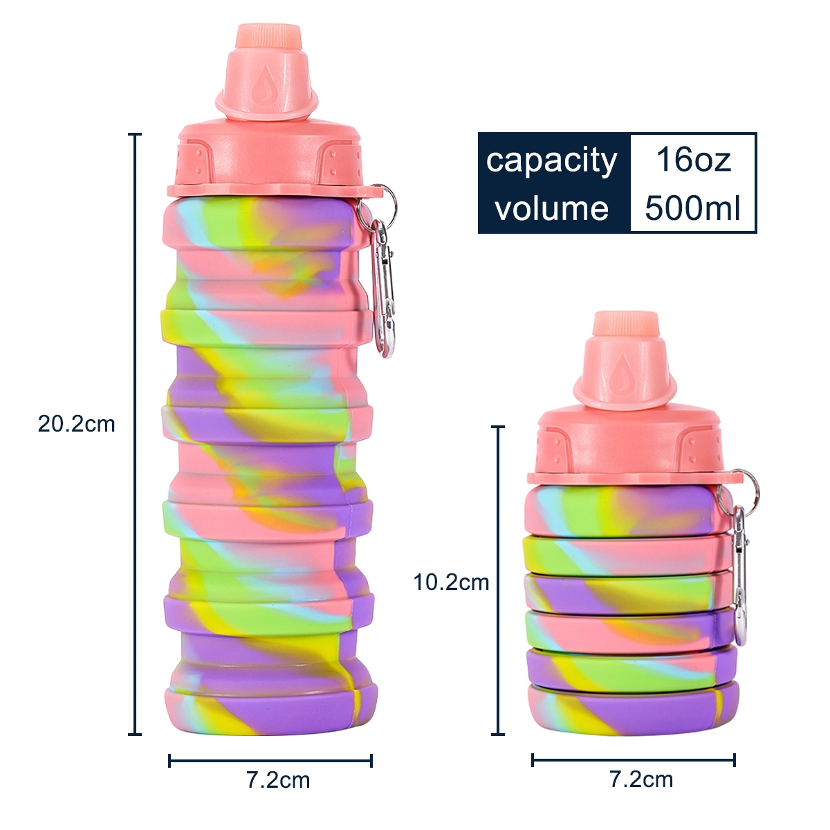 Outdoor Sport Dobragem de consumo de silício Silicone Desportivo garrafa de água