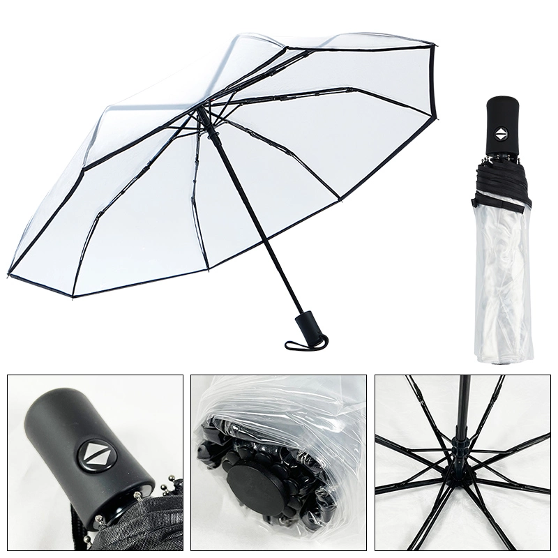 Three-Fold Transparent Umbrella Student Folding Umbrella