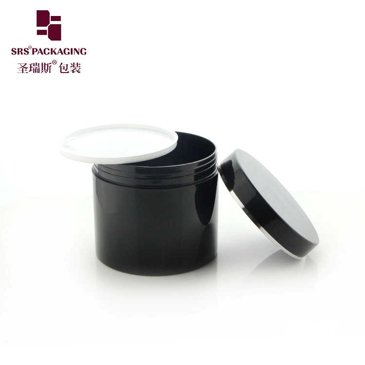 PCR PP Black Jar 400g Eco-friendly Cream Jar Set with Lid Custom Label Factory Sale Body Cream Hair Treatment Container Plastic Packaging