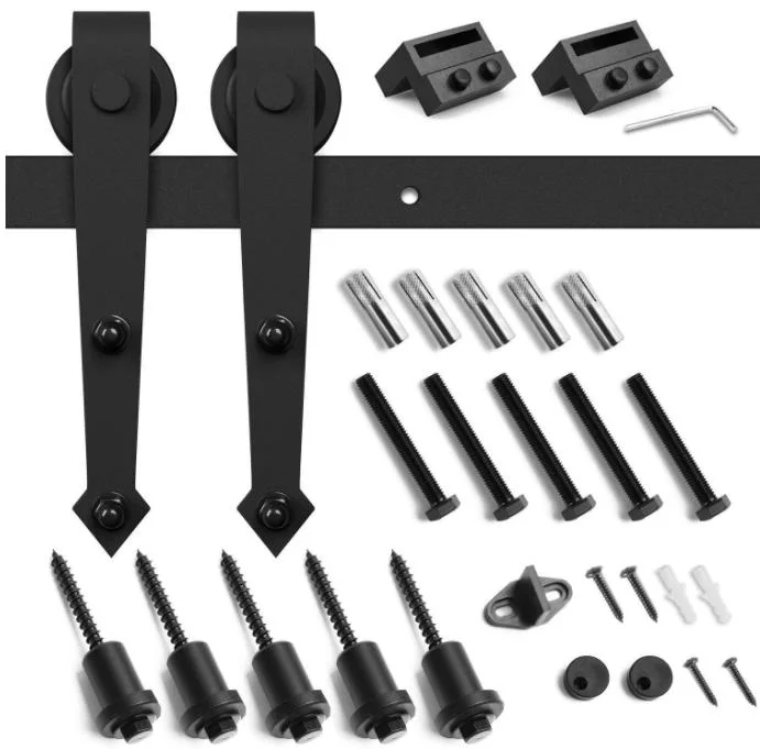 6,6ft Accesorios para puertas de acero al carbono negro de uso intensivo Kit