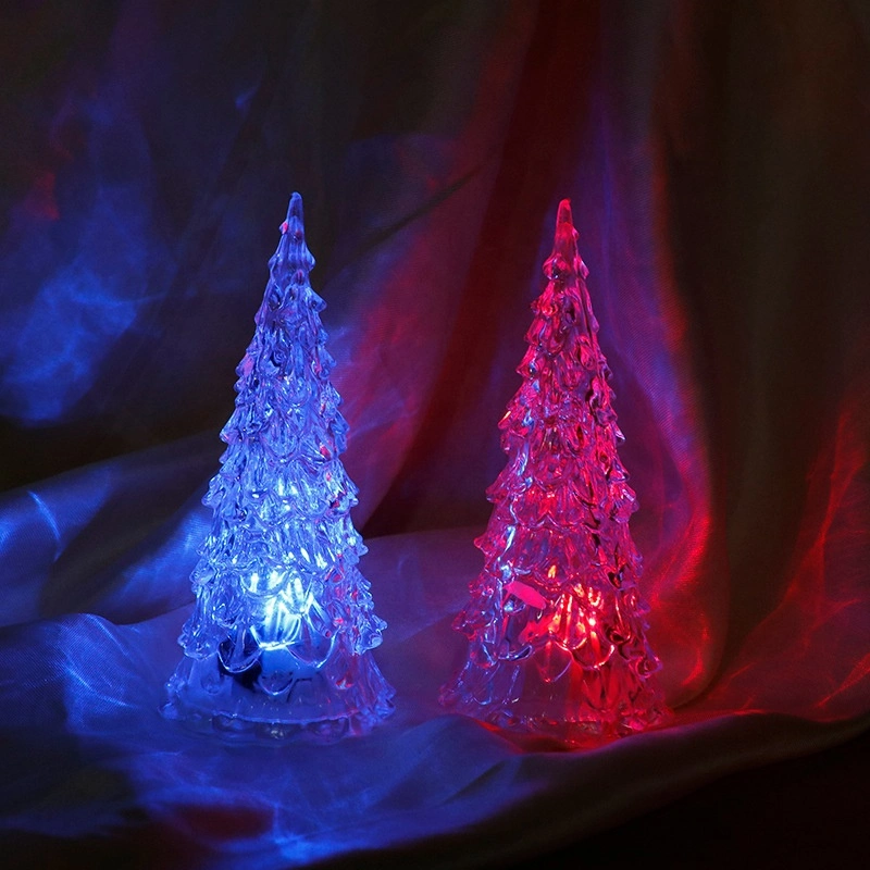 Árbol de Navidad de cristal Colorful Flash LED Luz Juguetes nocturnos para Árbol de Navidad