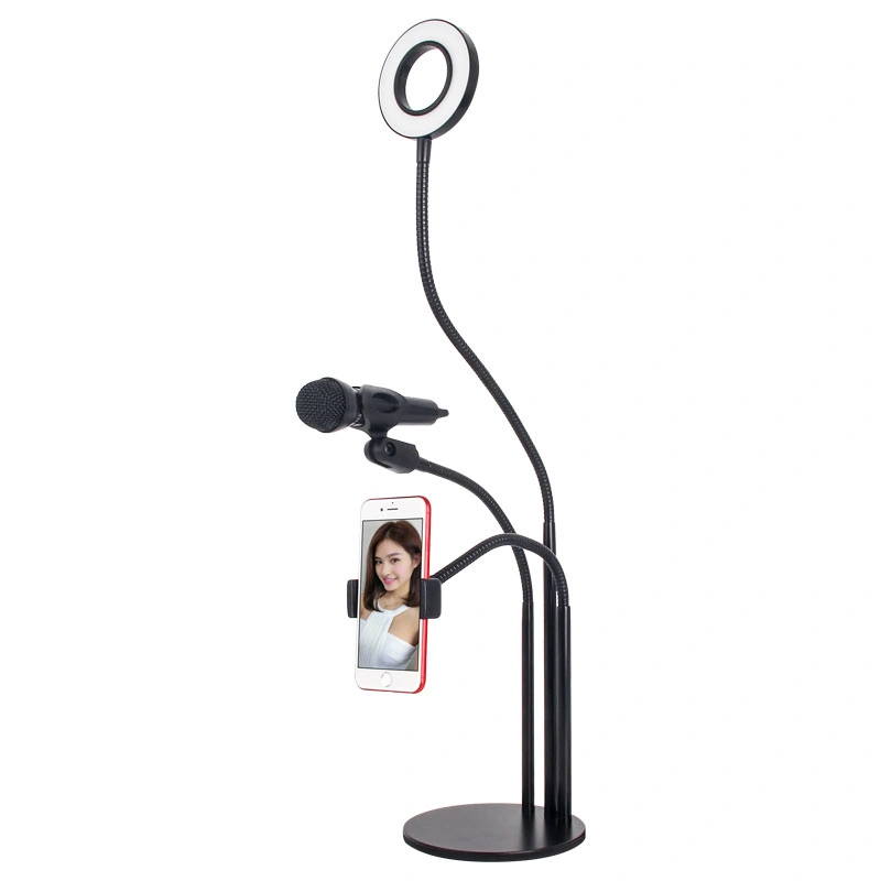 Brightenlux 3 in 1 Live Stream and Makeup Usage 3 Modes Light Foldable USB Rechargeable Makeup Small Table Selfie Desktop Ring Light with Stand