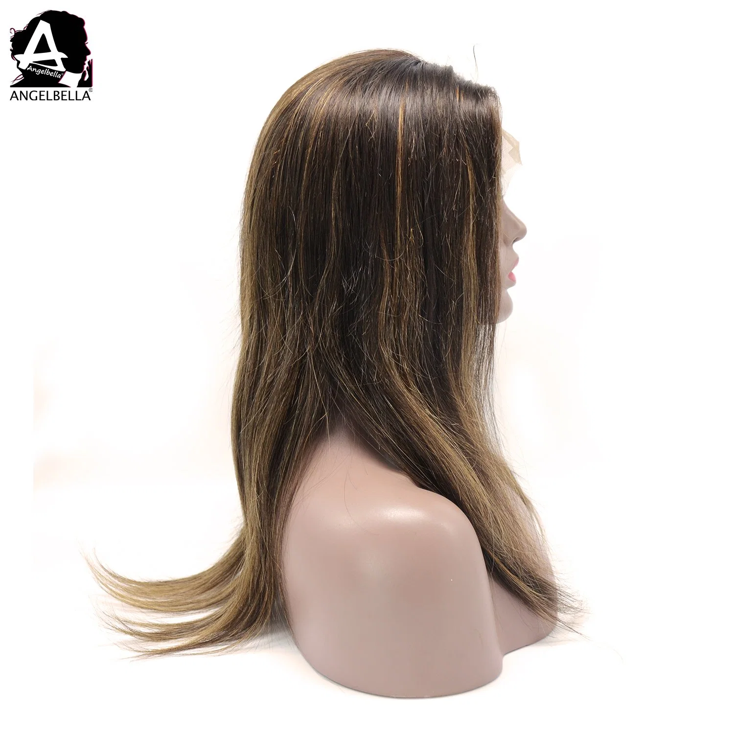 Angelbella Synthetic Virgin Human Hair Wigs Highlight 1b# 27# Lace Front Wig