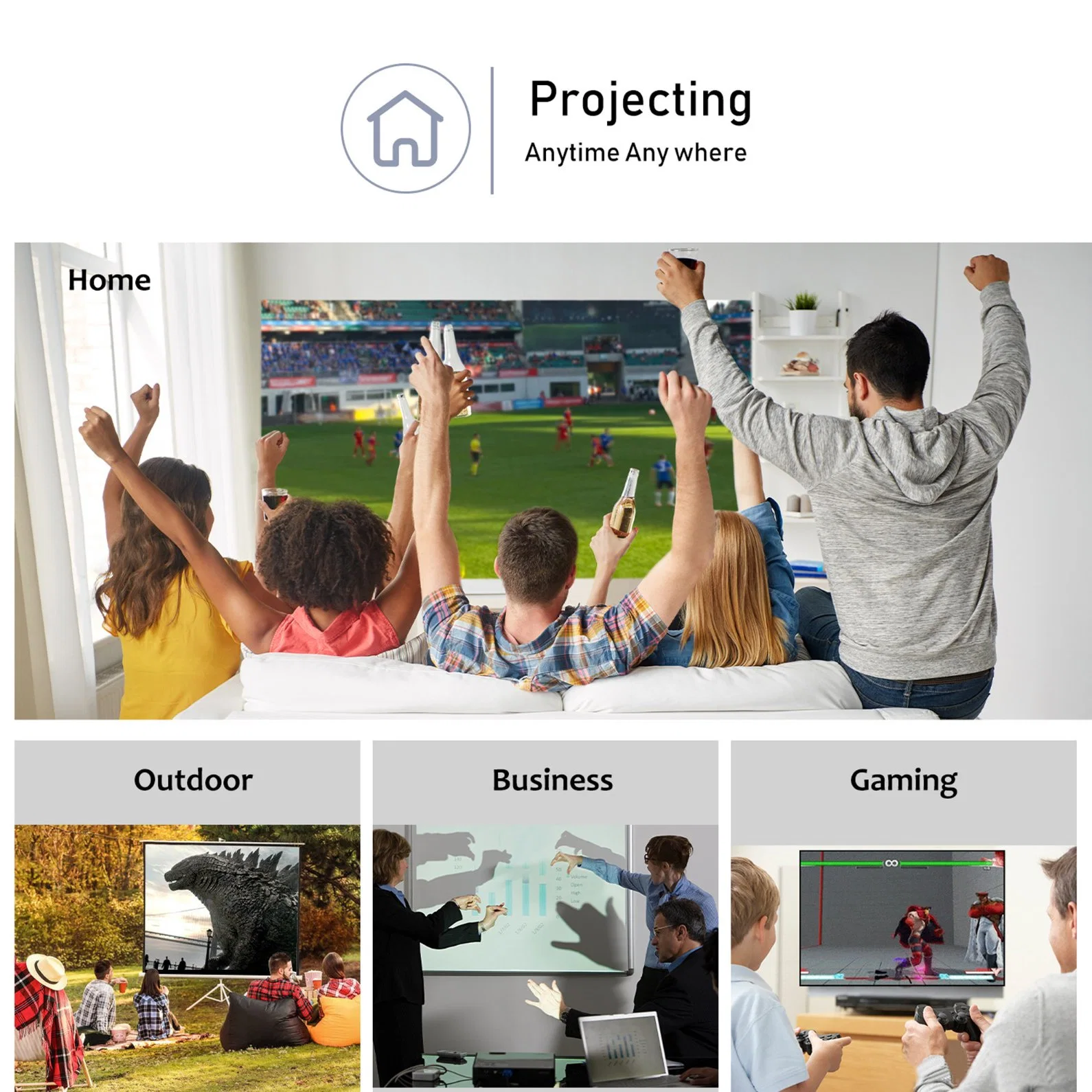 Projector 7500 Lumens with 100" Projector Screen 1080P Full HD Supported Portable Projector