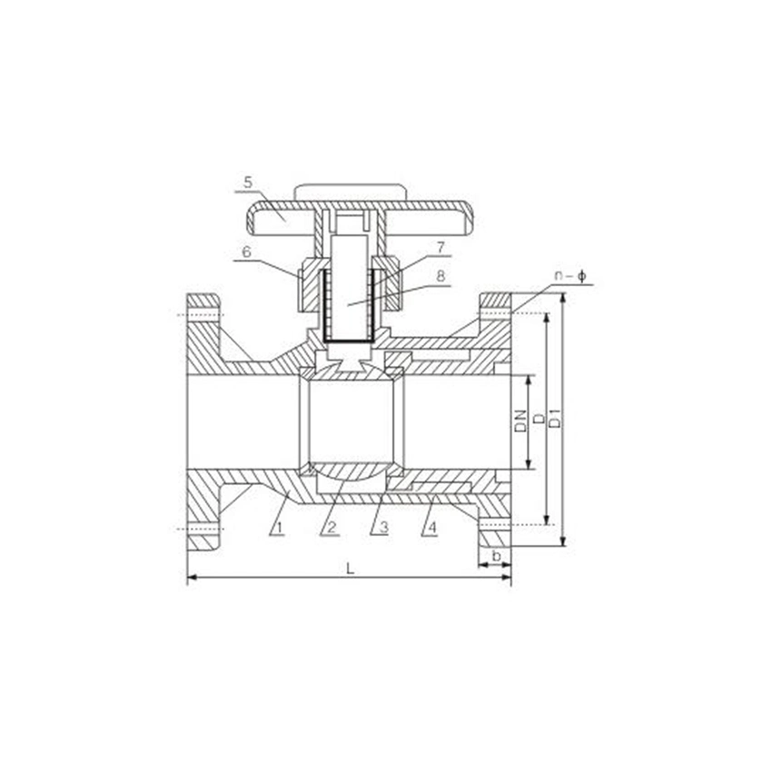 FRPP CPVC PVC PVDF PPR UPVC Pph Industria Plástica de Control de flujo de brida Válvula de bola