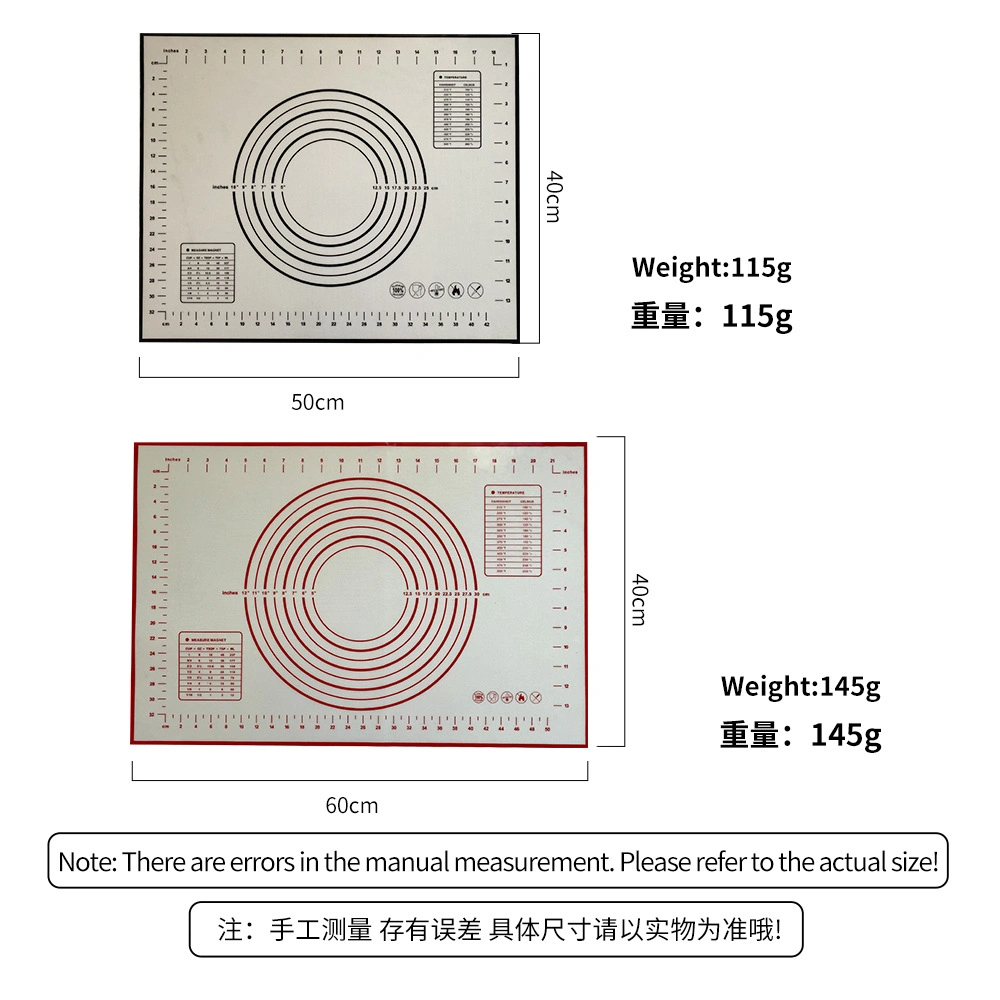 Multi-Purpose Silicone Kneading Dough Mat Non-Stick Baking Tools with Scale Baking Mat