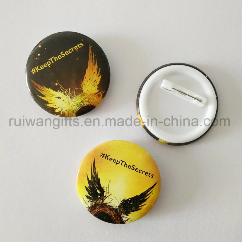 25mm Forma redonda com botão de estanho Segurança Badge com Design Personalizado