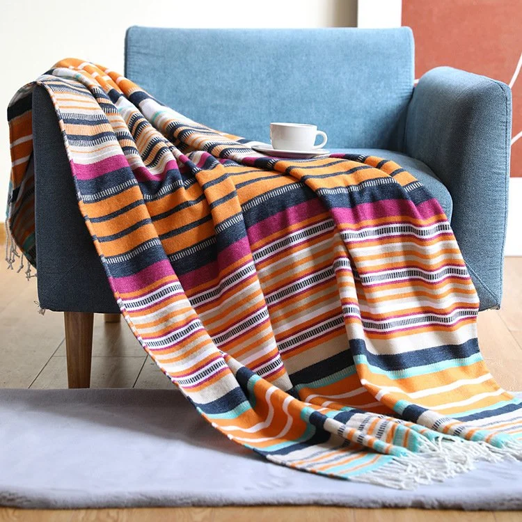 Mexican Tablecloth Throw Blanket Rainbow Woven Blanket Picnic Throw Outdoor Camping Blanket