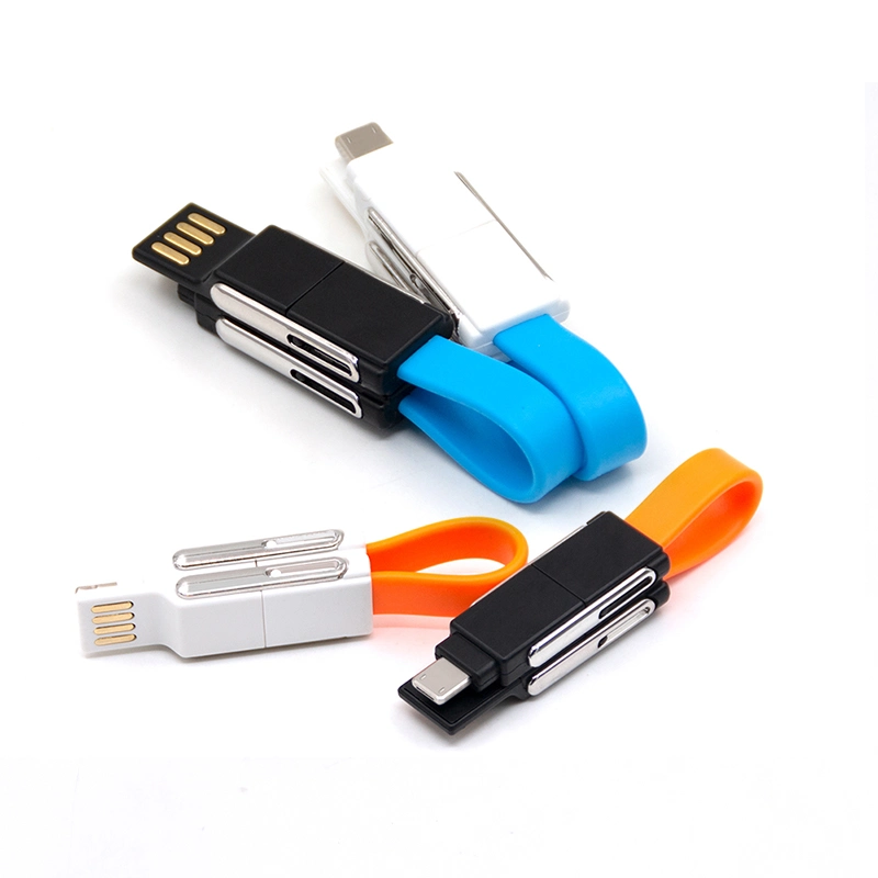 Multifunktion 3 in 1 USB Schlüsselanhänger Datum Kabel, Magnetische Schlüsselanhänger Datum Kabel, Flat USB Ladekabel, Promotion Geschenk Ladekabel