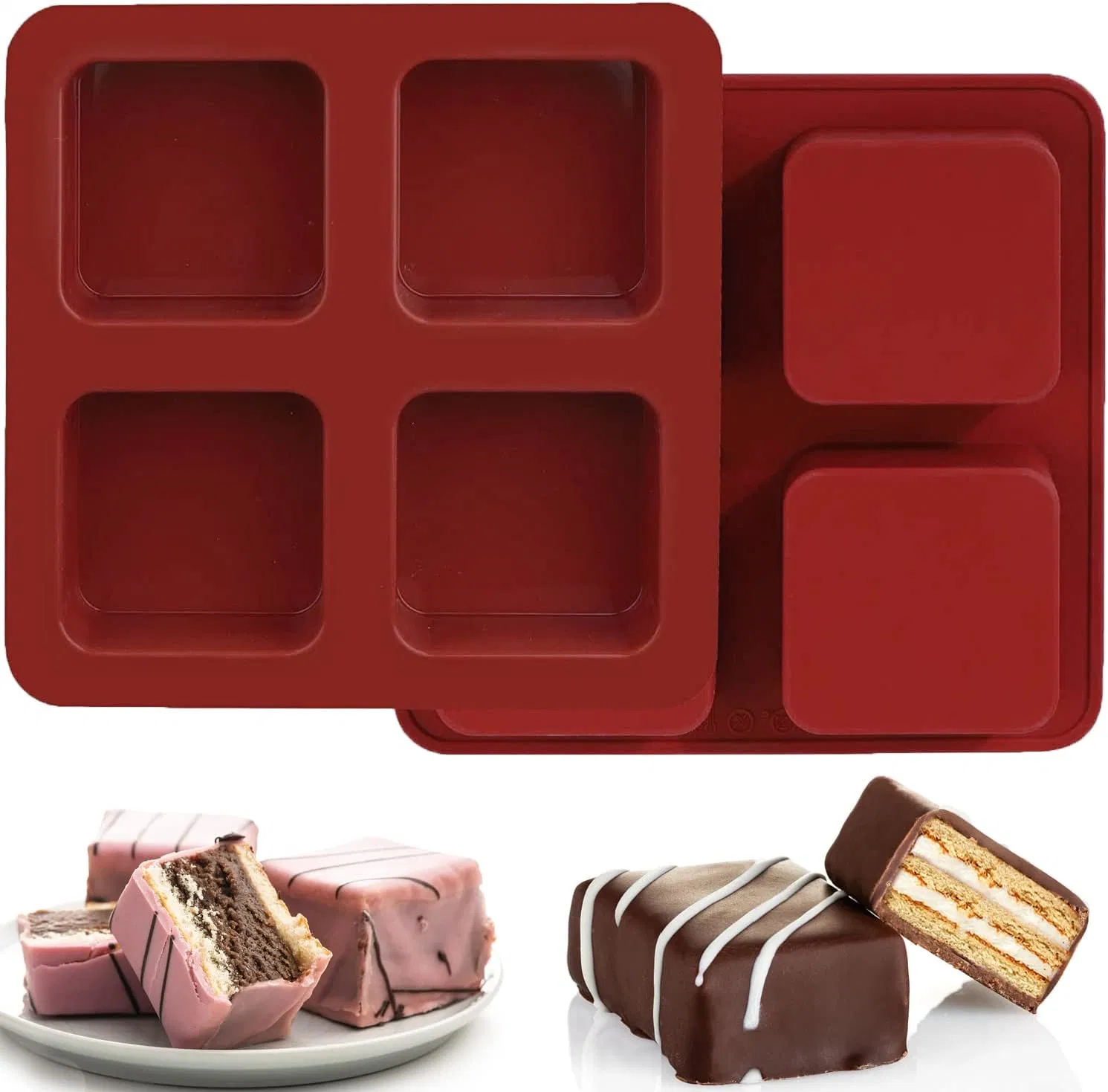 Non-Stick Square Baking Molds for Chocolate Covered Muffin and Cakes