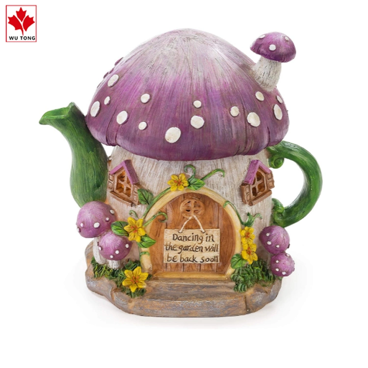 Funny Crafts Resin Mushroom Teapot House Garden Decor Gifts